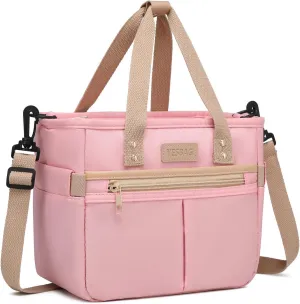 Lunch Bag for Women,Small Insulated Lunch Box,Wide-Open Tote Bag With Removable Shoulder Strap For Picnic,Work,Hiking,Beach (Pink, Small)