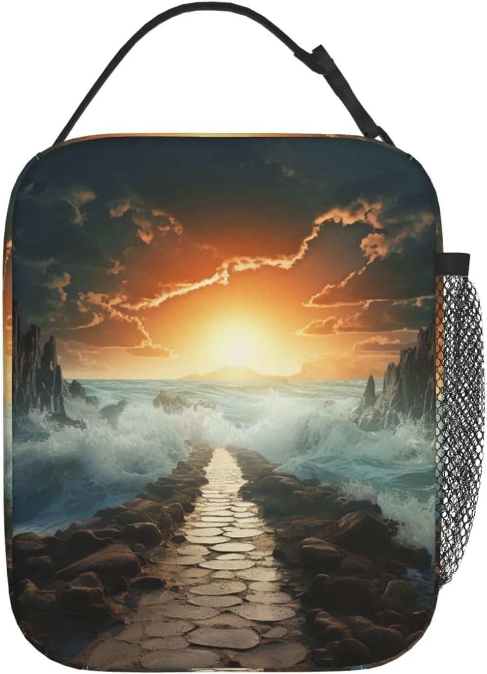 Lunch Bag Lunch Box for Women Men Insulated Lunch bag Divided Sea Pathway Lunch Tote Bags for Work Office