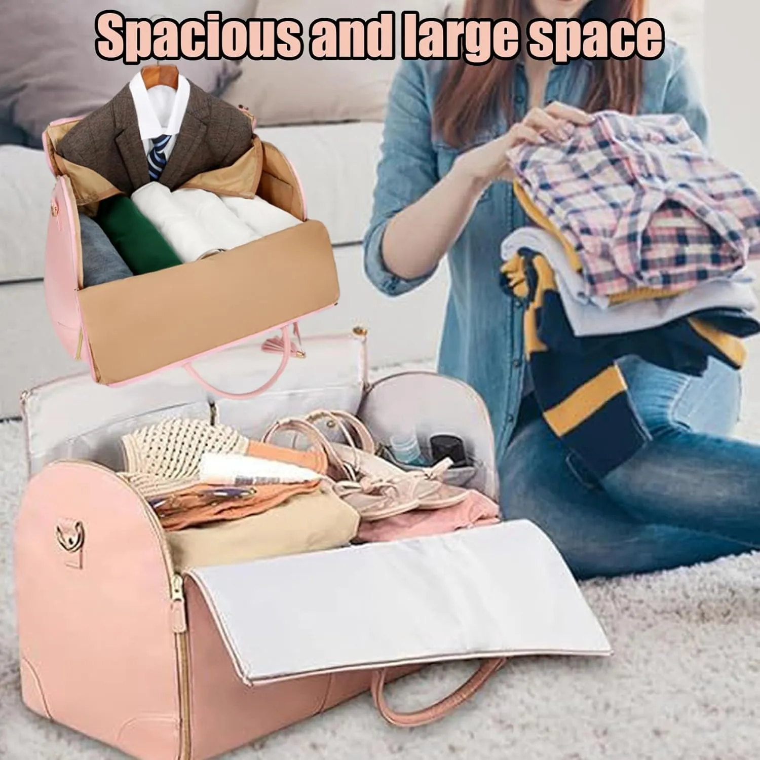 Lux Mega Travel Bag, Lux Mega Bag, Lux Travel Bags for Women, Foldable & Portable Travel Bag for Women (Beige)