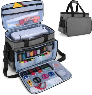 LUXJA Sewing Machine Carrying Bag with Removable Padding Pad, Tote Bag for Sewing Machine and Extra Sewing Accessories, Gray