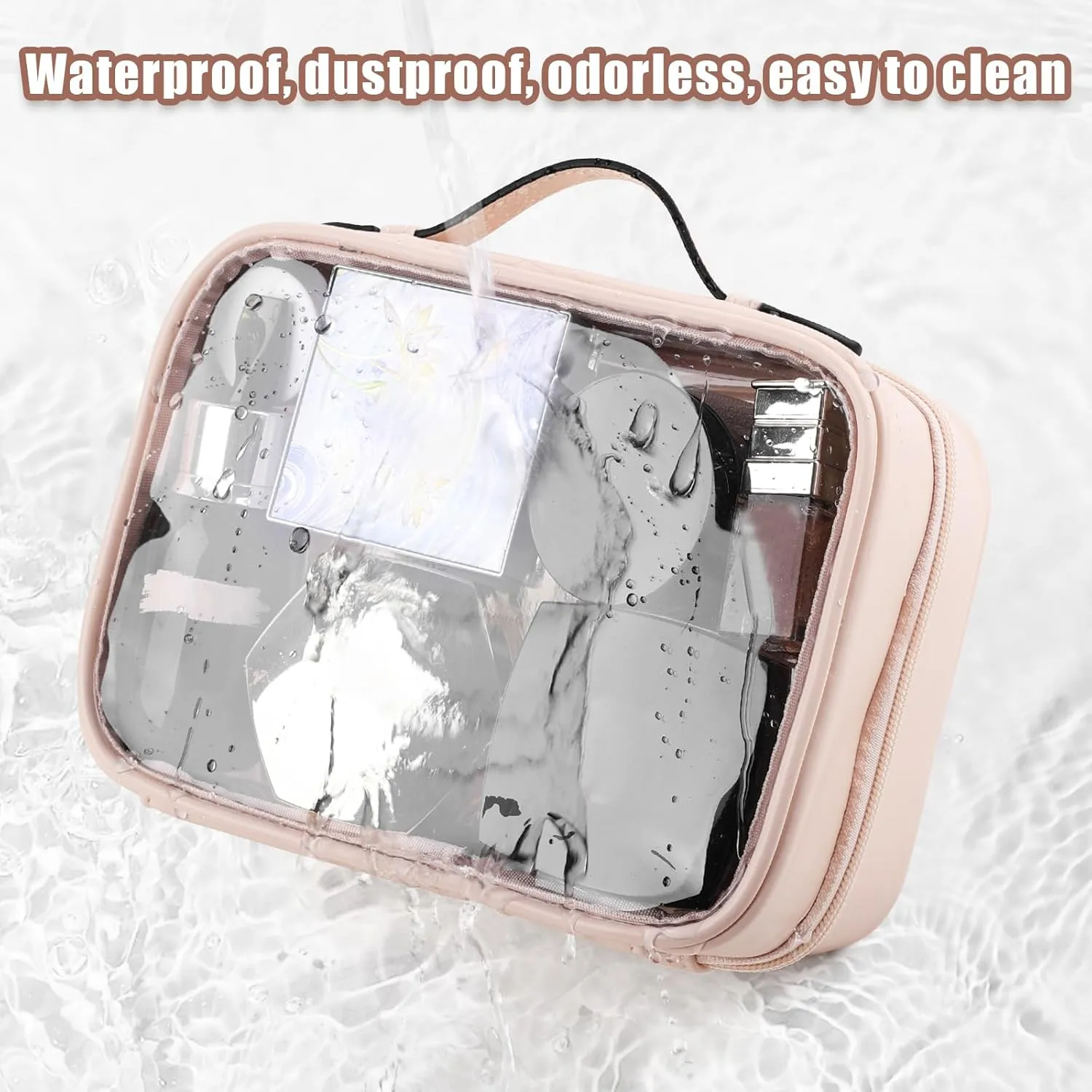Lychii TSA Approved Toiletry Bag, Clear Travel Bag for Liquids Toiletries, Makeup Cosmetic Bag Organizer, Carry on Travel Accessories Essentials, Pink