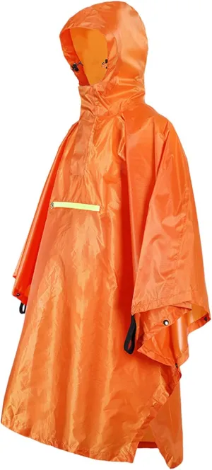 lyrlody Rainwear Poncho with Reflective Strip, Hooded Raincoat, Rainproof Rain Jacket for Camping Hiking Mountaineering