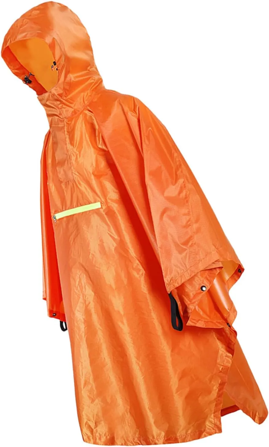 lyrlody Rainwear Poncho with Reflective Strip, Hooded Raincoat, Rainproof Rain Jacket for Camping Hiking Mountaineering