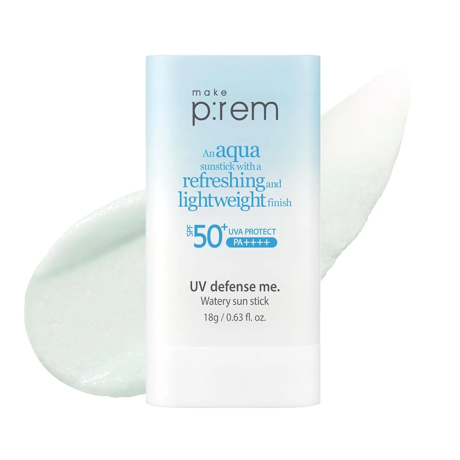 MAKE P:REM UV Defense Me. Watery Sun Stick SPF 50  PA    , Hydrating & Cooling Sun Care Stick, Lightweight, Non-Greasy Finish, Korean Sunscreen, 0.63 fl. oz., 18g