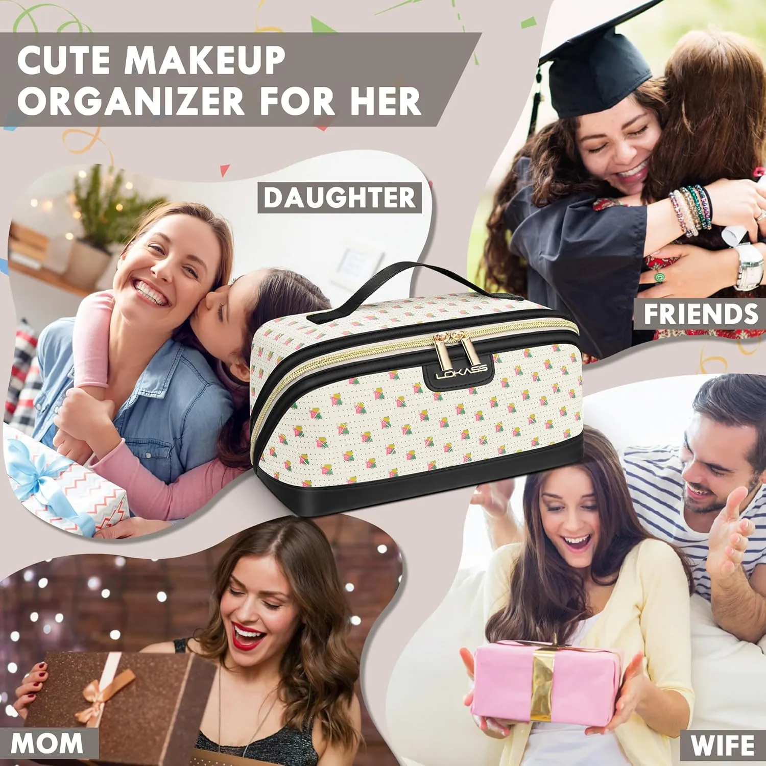 Makeup Bag Large Capacity Travel Make Up Bag, Makeup Organizer Cosmetic Bags for Women Travel Toiletry Bag for Women Skincare Bag with Handle and Divider