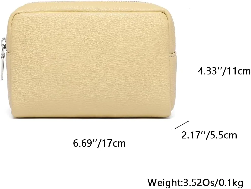 Makeup Bag Large Capacity Women's Classic Black Wash Bag Adjustable Partition Wash Brush and Cosmetic Carrying Bag (PU/Almond Yellow)