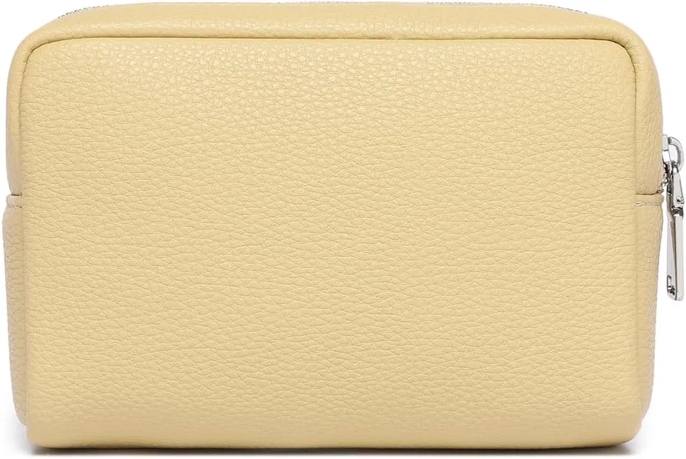 Makeup Bag Large Capacity Women's Classic Black Wash Bag Adjustable Partition Wash Brush and Cosmetic Carrying Bag (PU/Almond Yellow)
