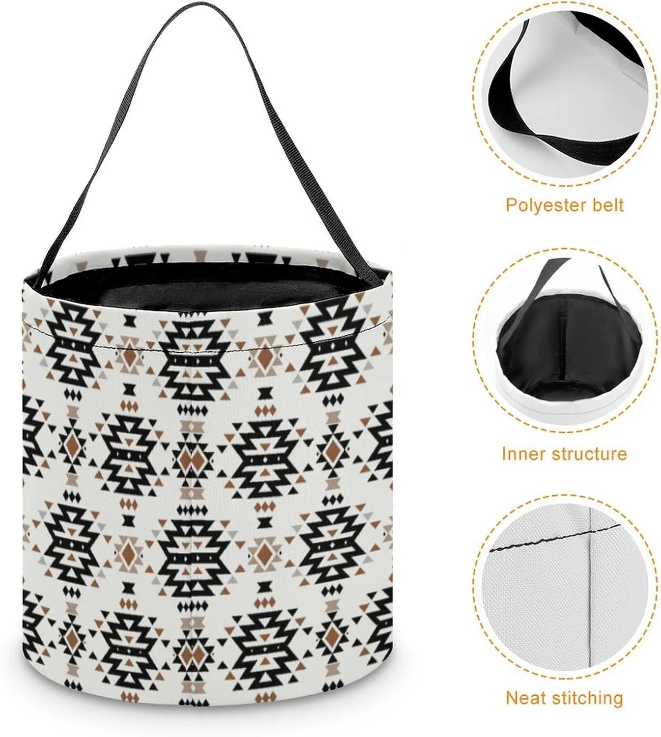 Makeup Bag, Western Style Cosmetic Bag, Large Capacity Travel Makeup Organizer, Toiletry Bag For Women & Girls With Handle and Divider (Aztec)