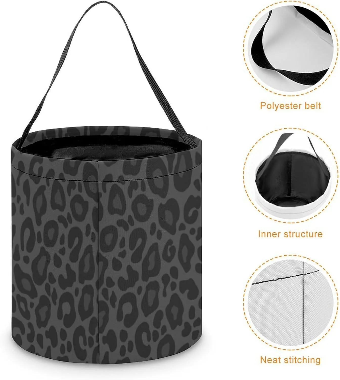 Makeup Bag, Western Style Cosmetic Bag, Large Capacity Travel Makeup Organizer, Toiletry Bag For Women & Girls With Handle and Divider (Black Leopard)
