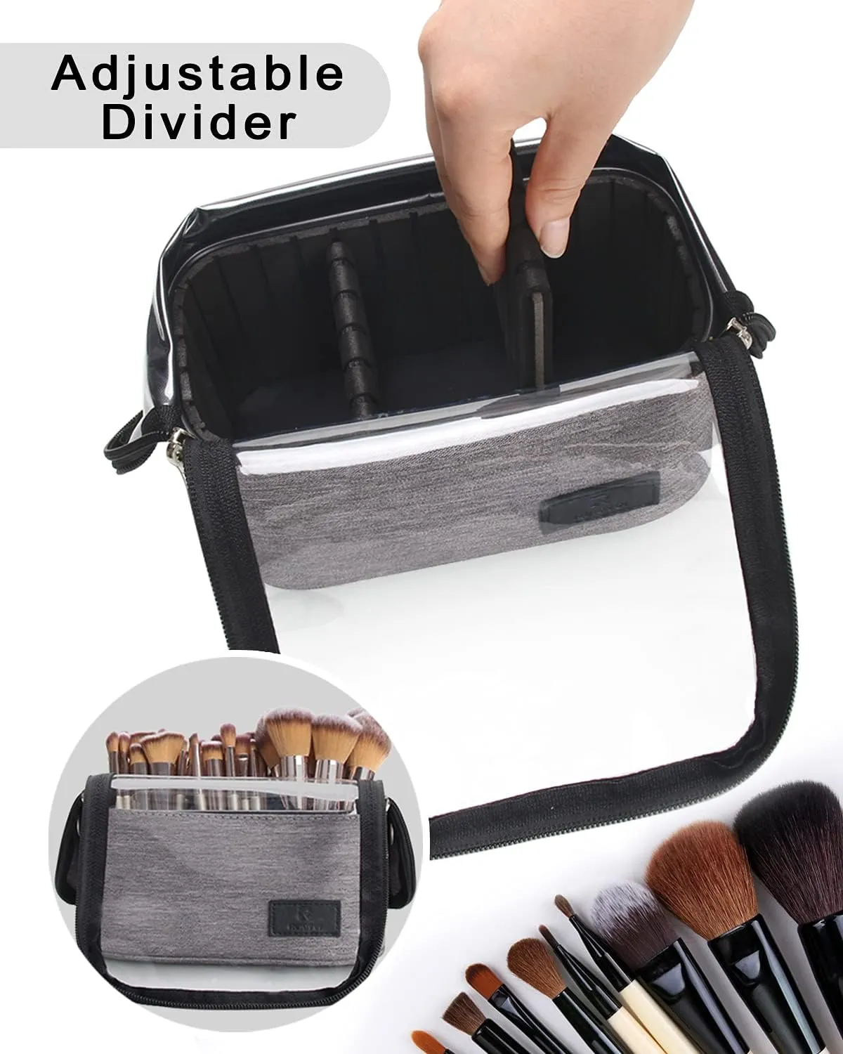 Makeup Brush Case Makeup Brush Holder Travel Makeup Bag for Women Stand-up Brush Cosmetic Bags Professional Makeup Artist Storage Organizer with Shoulder Starp and Adjustable Dividers