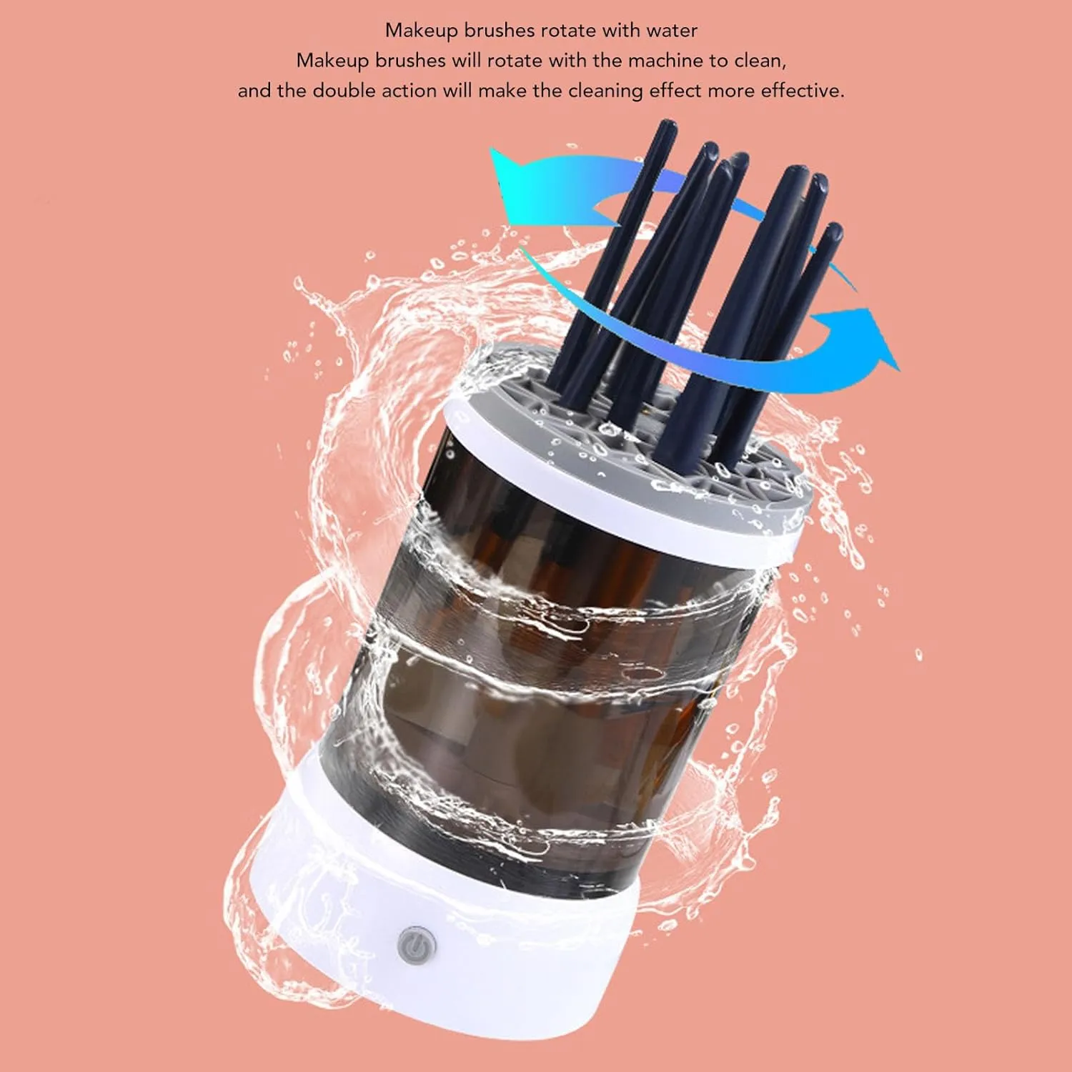Makeup Brush Cleaner Machine,Electric Makeup Brush Cleaner USB Visible Quick Dry Automatic Portable Electric Cosmetic Supplies Cleaner for All Size Makeup Brushes (Khaki)