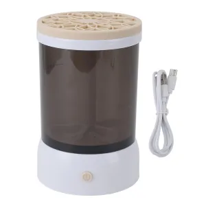 Makeup Brush Cleaner Machine,Electric Makeup Brush Cleaner USB Visible Quick Dry Automatic Portable Electric Cosmetic Supplies Cleaner for All Size Makeup Brushes (Khaki)