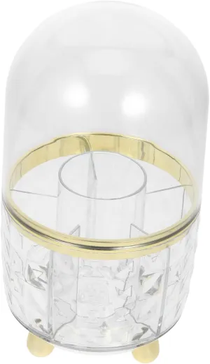 Makeup Brush Holder Lid Rotating Makeup Organizer for Vanity Transparent Design for Easy Access Pet Material Multi-functional Storage for Brushes and Stationery