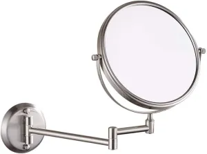 Makeup Mirror, 8 inch Double Sided Shaving Magnifying Mirror, Adjustable Wall Mounted Bathroom Brass Swivel Extendable Vanity Mirrors,Chrome,5X (Color : Nickel, Size : 7X)