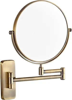 Makeup Mirror, 8 inch Double Sided Shaving Magnifying Mirror, Adjustable Wall Mounted Bathroom Swivel Folding Cosmetic Vanity Mirrors,Black,7X(Brass,7X)