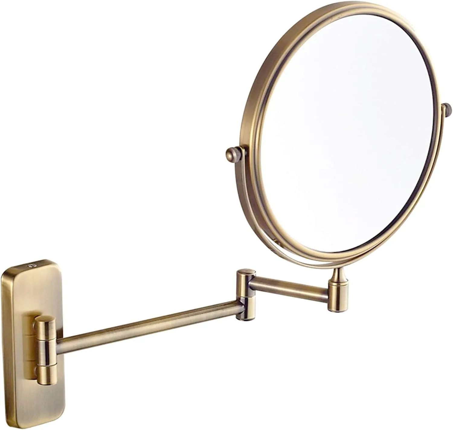 Makeup Mirror, 8 inch Double Sided Shaving Magnifying Mirror, Adjustable Wall Mounted Bathroom Swivel Folding Cosmetic Vanity Mirrors,Black,7X(Brass,7X)