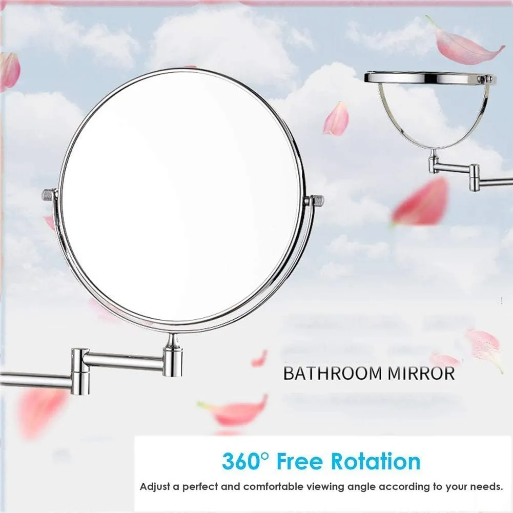 Makeup Mirror for Bathroom, Two-Sided Extendable, 360 Degree Swivel Rotation with Distortion Free View, No Light (Size : 5X)