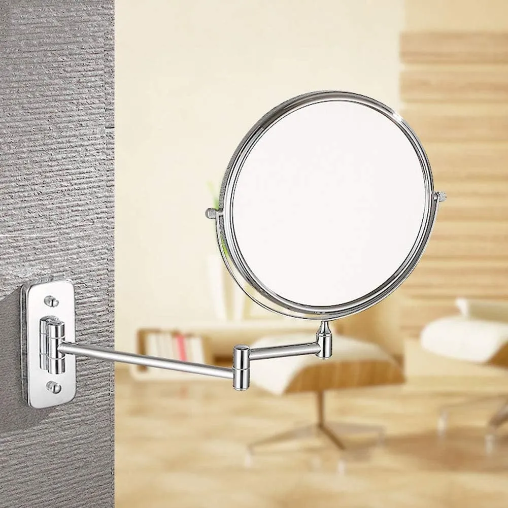 Makeup Mirror for Bathroom, Two-Sided Extendable, 360 Degree Swivel Rotation with Distortion Free View, No Light (Size : 5X)
