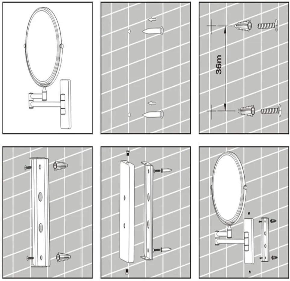 Makeup Mirror, Swivel Folding Bathroom Mirror Double Sided 3X Magnification Extendable Square Shaving Mirror