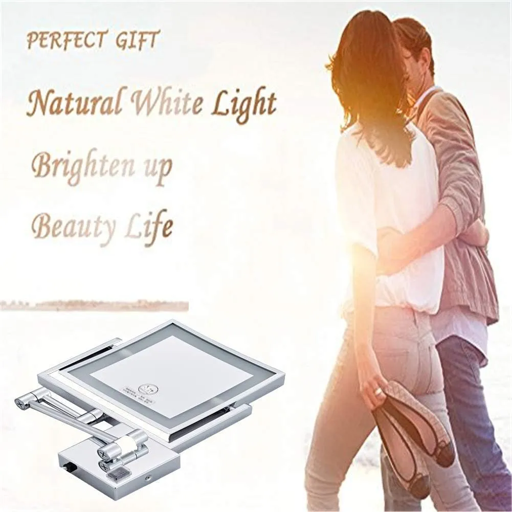 Makeup Mirror, Swivel Folding Bathroom Mirror Double Sided 3X Magnification Extendable Square Shaving Mirror