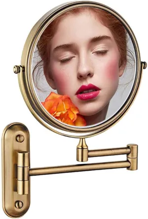 Makeup Mirror Wall Mounted, Round Make Up Mirror Bathroom Mirror 10x Magnification, 360 Rotation Double-Sided Makeup Mirror, for Bathroom Hotels