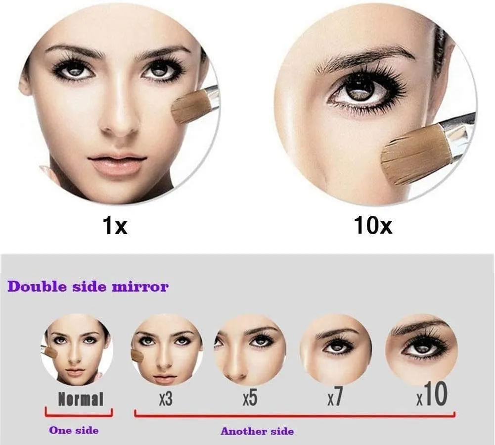 Makeup Mirror Wall Mounted with Led Lights, Bathroom Magnification Mirror, 8.6inch- 360 Rotation, for Makeup, Shaving(Gold,7X)