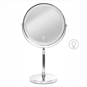 Makeup Mirror with Lights ，8 Inch 1X/10X Rechargeable Double Sided Magnifying Mirror, 360° Rotation LED HD Mirror with 3 Colors，Brightness Adjustable, Ideal for Daily Skincare and Professional Makeup