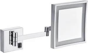Makeup Mirror with Lights and 3X Magnification, Chrome Square LED Wall Mounted Bathroom Vanity Mirror, Swivel Extendable Shaving Mirror,Plug in (Color : Hardwired)