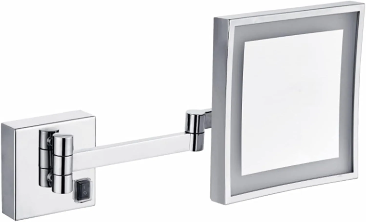 Makeup Mirror with Lights and 3X Magnification, Chrome Square LED Wall Mounted Bathroom Vanity Mirror, Swivel Extendable Shaving Mirror,Plug in (Color : Hardwired)
