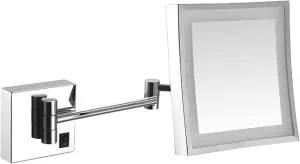 Makeup Mirror with Lights and 3X Magnification Square LED Wall Mounted Bathroom Vanity Mirror Rotable Extendable Shaving Mirror Brass Plug in (Color : Gold, Size : H ( Color : Gold , Size : Hardwired