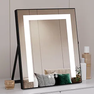 Makeup Mirror with Lights, Led Vanity Mirror, 3 Modes Light, Smart Touch Control Dimmable(Black,30cm)
