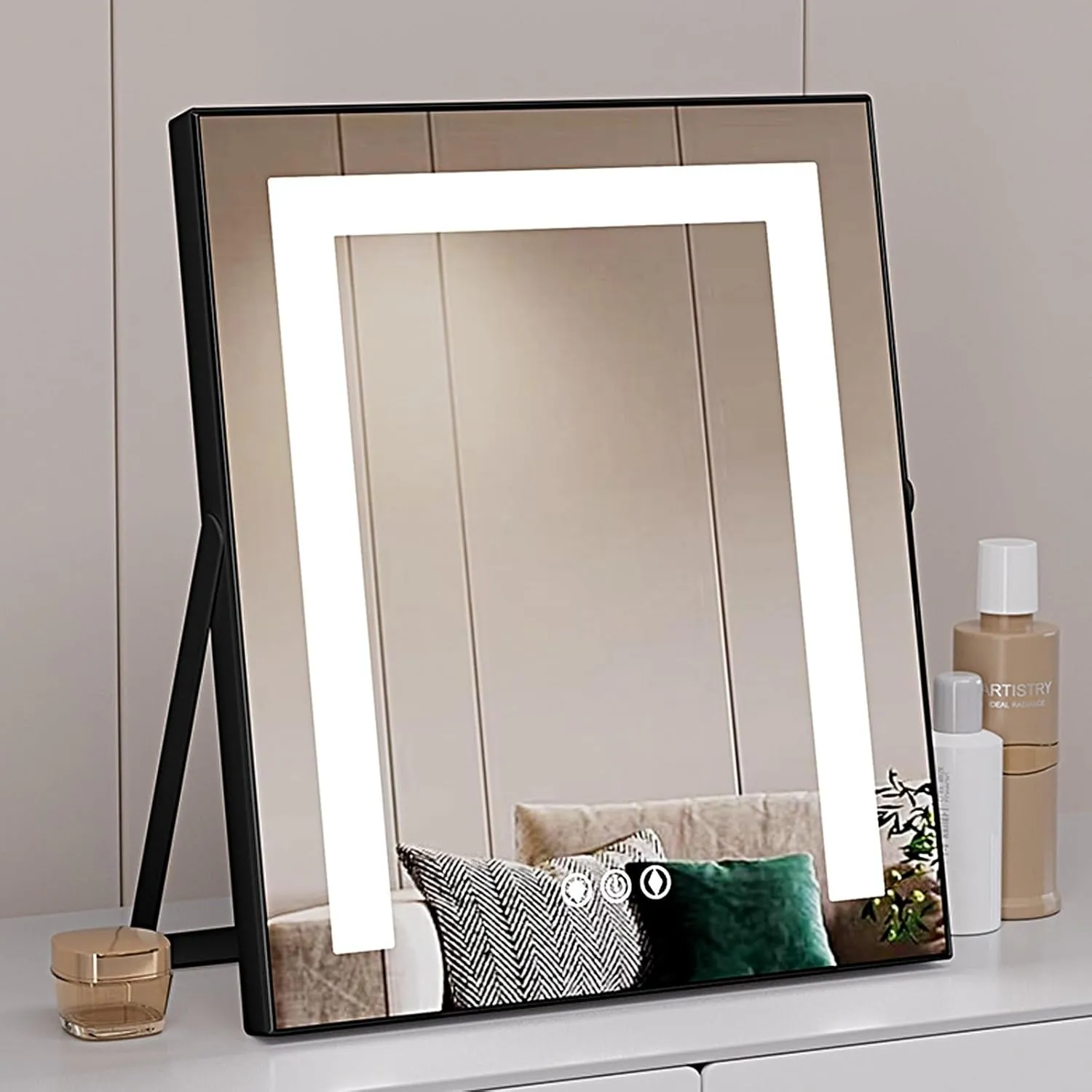 Makeup Mirror with Lights, Led Vanity Mirror, 3 Modes Light, Smart Touch Control Dimmable(Black,40cm)