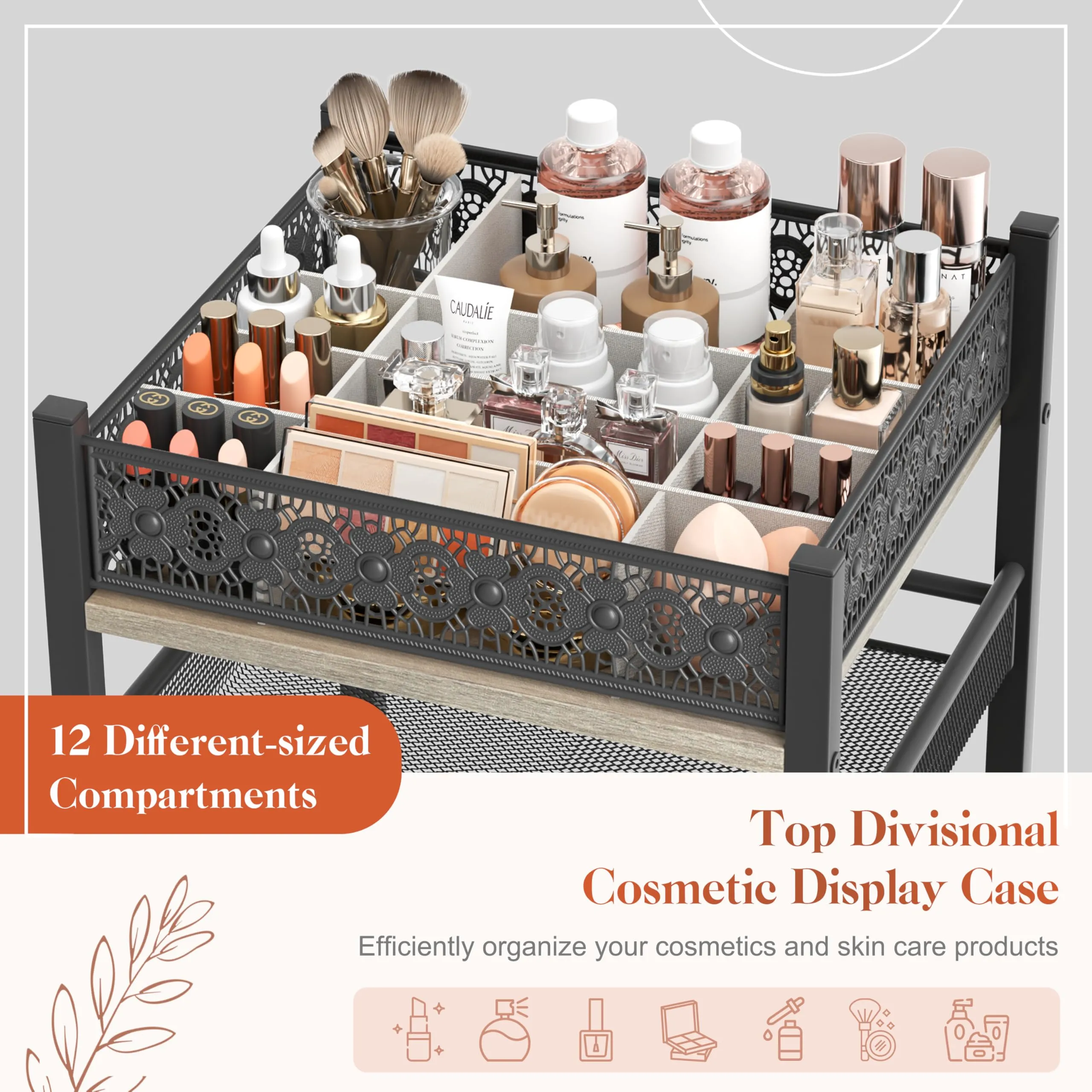 Makeup Organizer, Large Skincare Organizers, Make Up Organizers for Vanity, Makeup Storage Cosmetic Organizer with Drawer, Bathroom Vanity Organizer Makeup Holder Cart for Skin Care Hair Tool Beauty