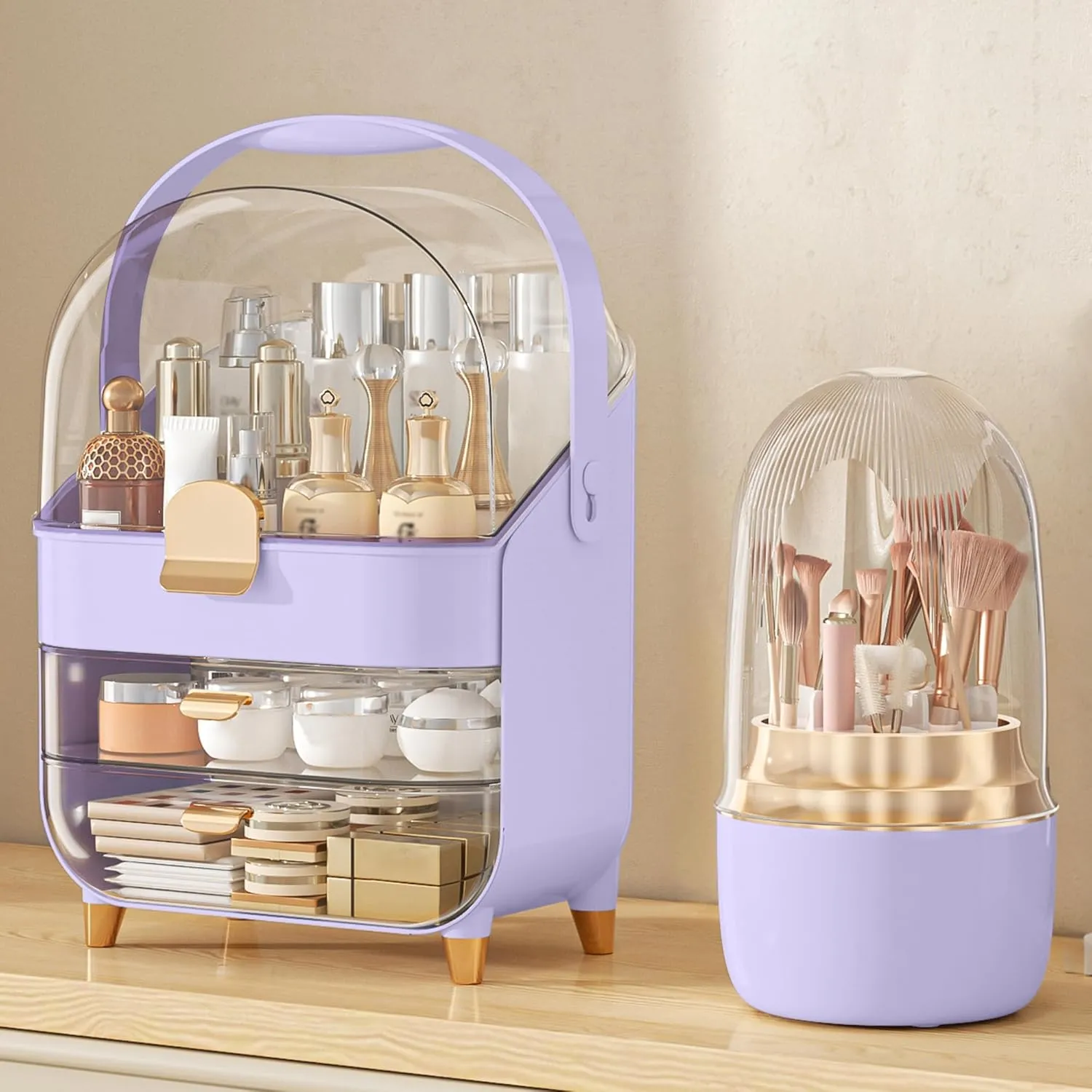 Makeup Organizer, Skincare Holder Bathroom Counter Organizer, Storage Box Cosmetic Display Cases, Teen Girl Gifts Trendy Stuff Make up Organizers for Vanity, Countertop (purple)