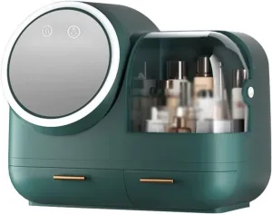 Makeup Organizer,Cosmetic Storage Boxes with Smart Makeup Mirror,Cosmetic Organizers Makeup Caddy Holder,Great for Bathroom Countertop Bedroom Dresser (Color : Green) (Green)