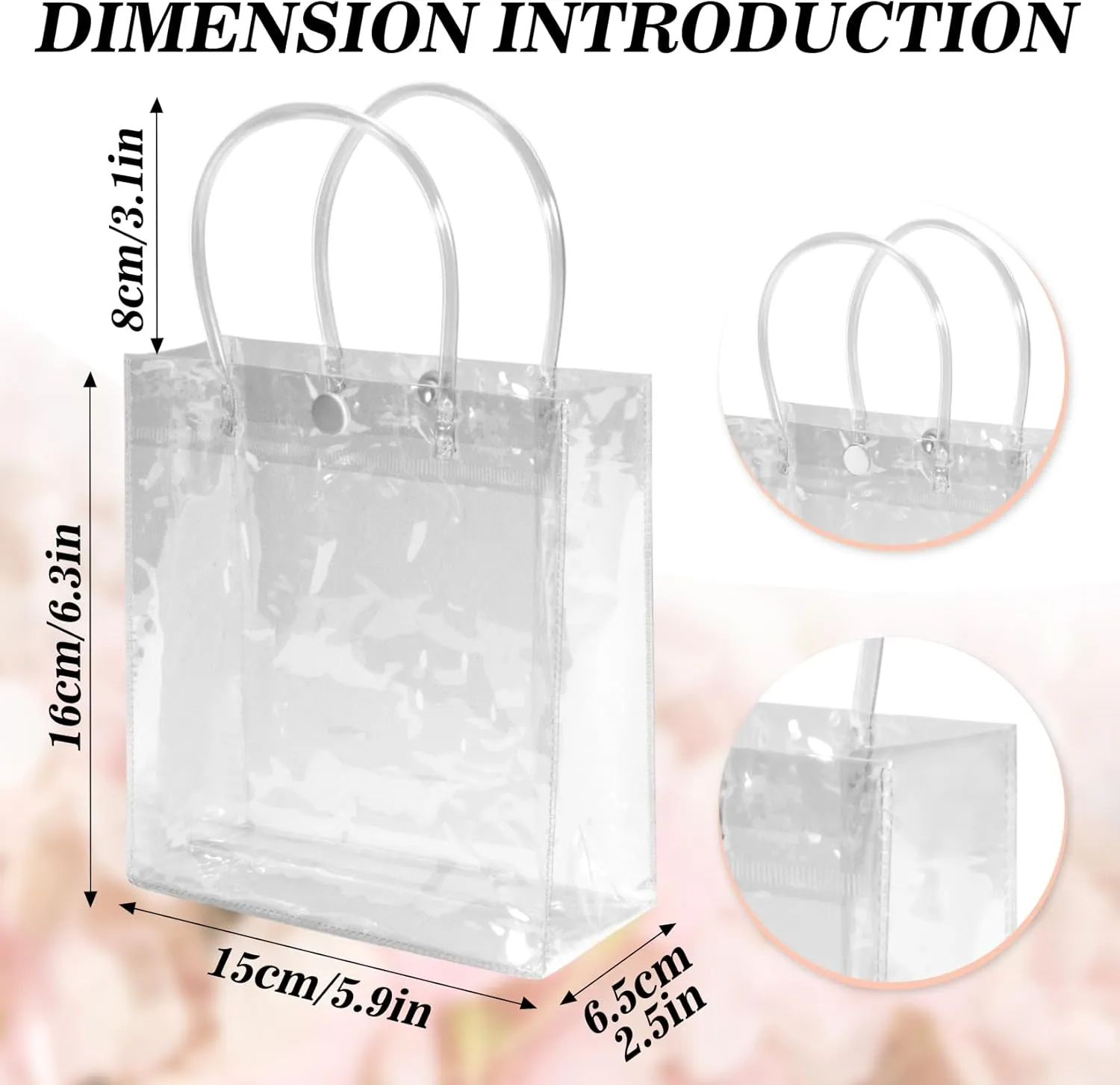 MAQIHAN Clear PVC Gift Bags With Handles 10 PCS PVC Party Favor Bags Transparent Party Favour Plastic Gift Bags 5.9X6.3 Inches Clear Mini Tote Goodie Bag Bulk PVC Plastic Bags With Handles For Gifts