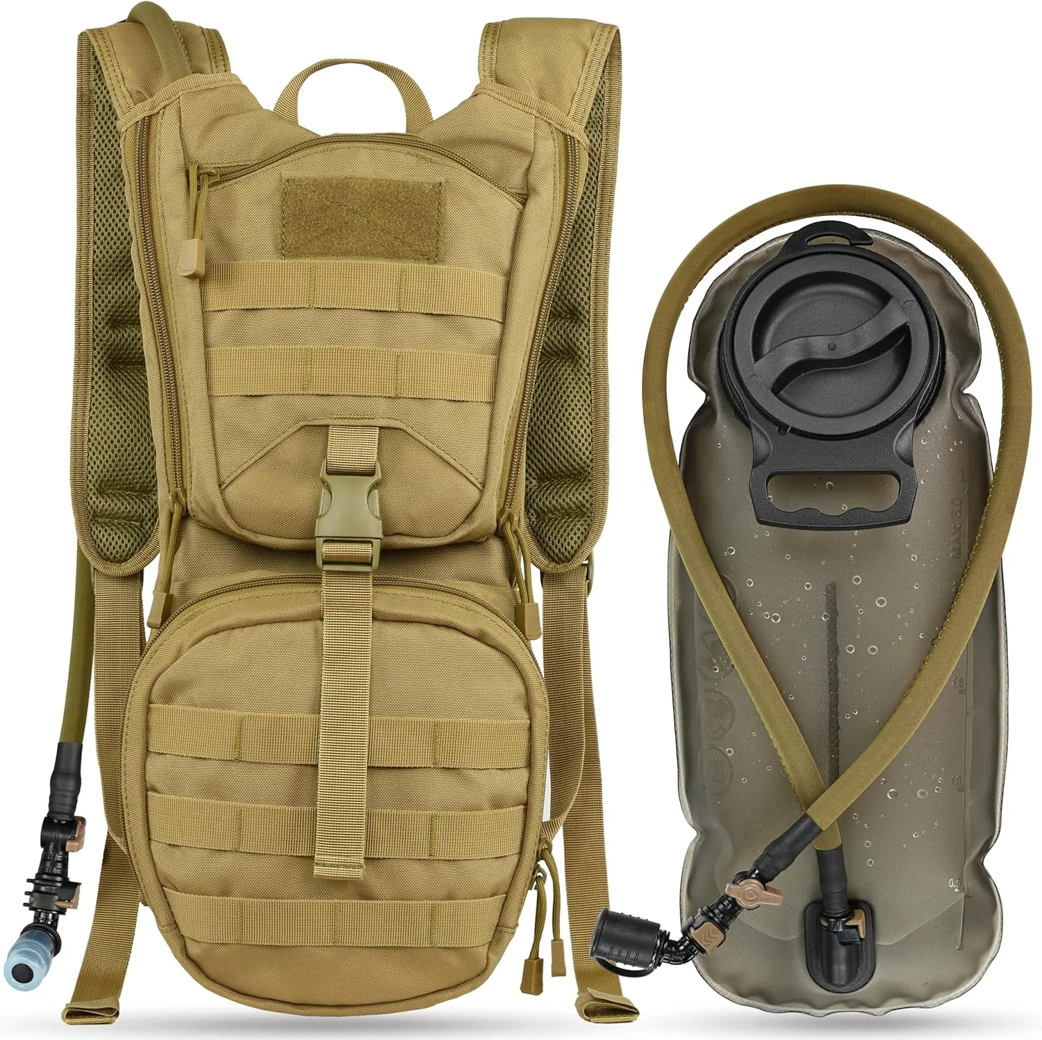 MARCHWAY Tactical Molle Hydration Pack Backpack with 3L TPU Water Bladder, Military Daypack for Cycling, Hiking, Running, Climbing, Hunting, Biking