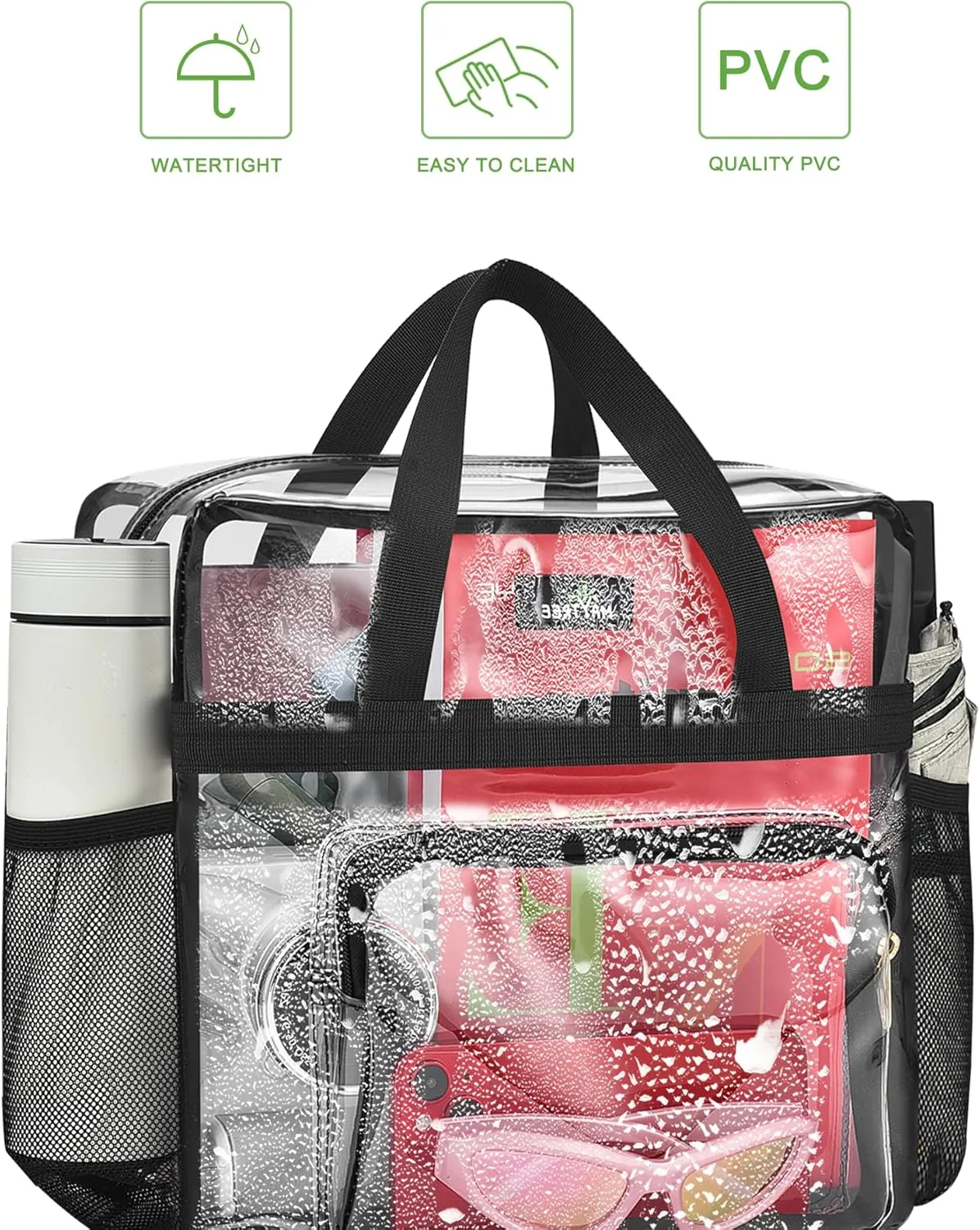 MAY TREE Clear Bag for Stadium Events, 12x6x12 Clear Tote Bag with Removable Strap, Transparent Bag for Concert Sports Festival, Leopard-Strap