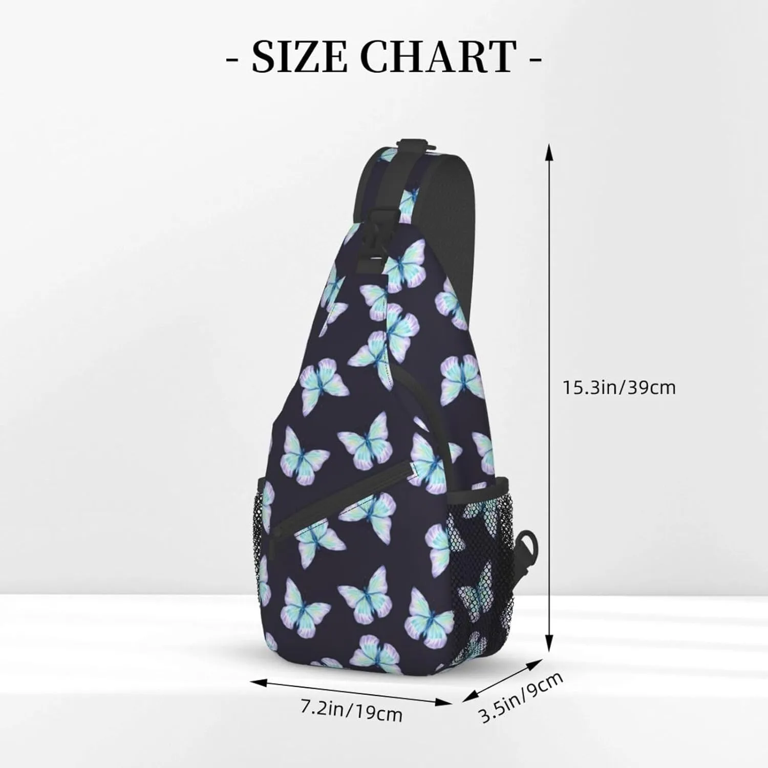 Meadow Blue Butterflies Sling Bag for Women Men Crossbody Backpack Hiking Travel Daypack Chest Shoulder Bag with Adjustable Strap