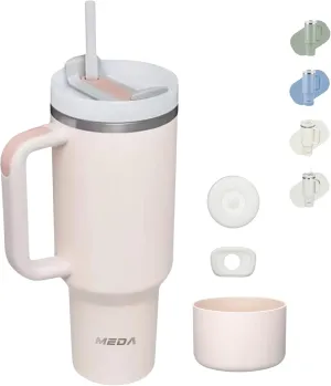 MEDA Tumbler with Lid & Straw 40oz | Leak Proof,Insulated, Reusable Travel Coffee Mug Stainless Steel | Includes Tumbler Accessories Straw Cover   Silicone Boot for Water,Iced Tea,Coffee (Rose, 40oz)