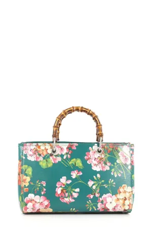 Medium Bamboo Shopper Green Blooms