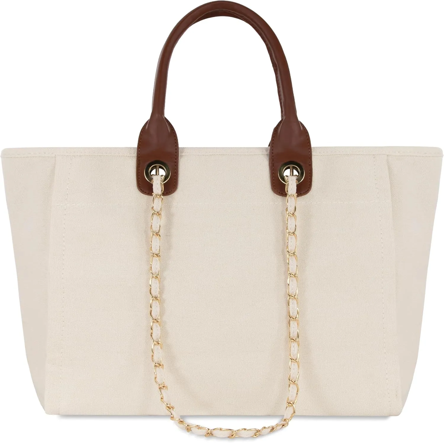 Medium Canvas Tote bag for women Casual Shoulder Work Bag Everything Handbag with Removable Chains
