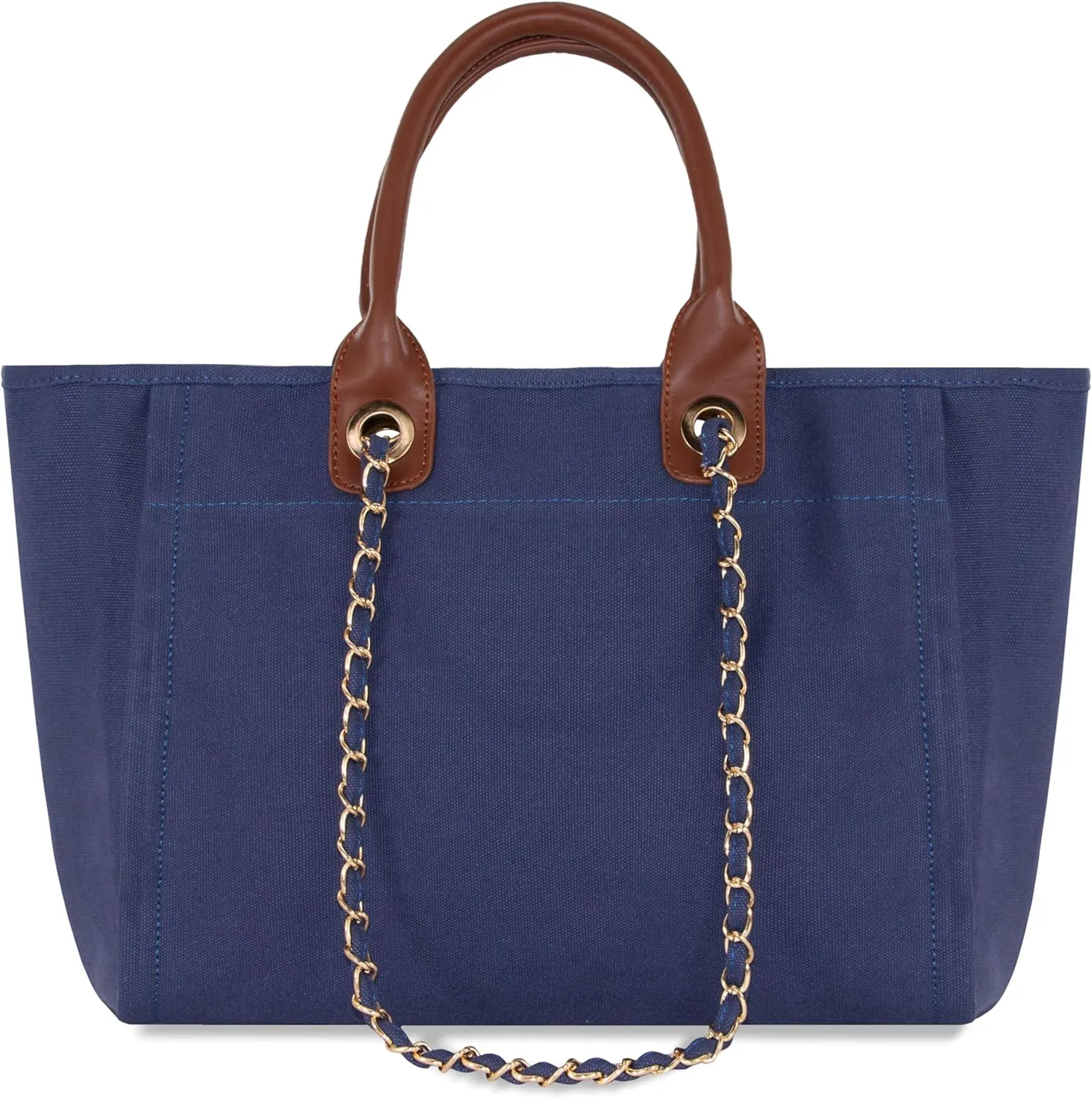 Medium Canvas Tote bag for women Casual Shoulder Work Bag Everything Handbag with Removable Chains