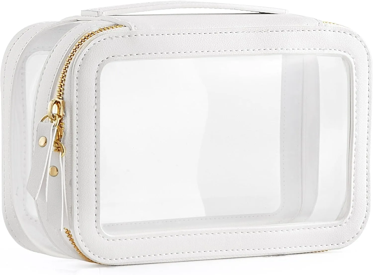 Medium Clear Makeup Bag for Women, Portable Travel Makeup Bag Organizer Waterproof Toiletry Bag Cute Makeup Bags Cosmetic Bag Makeup Pouch, White