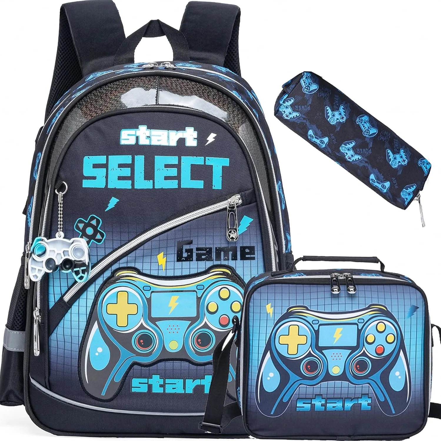 Meetbelify School Backpack for Boys Backpacks for Elementary Students Ages 8-10 Kids Travel Bookbag with Lunch Box Pencil Case 3 in 1 Backpack Set for Boys
