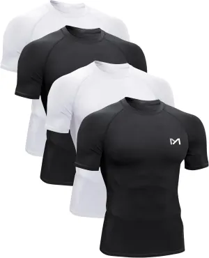 MEETWEE Compression Shirt Men, Long Short Sleeve Athletic Workout Shirt Base Layer Undershirt for Sport Running Fitness