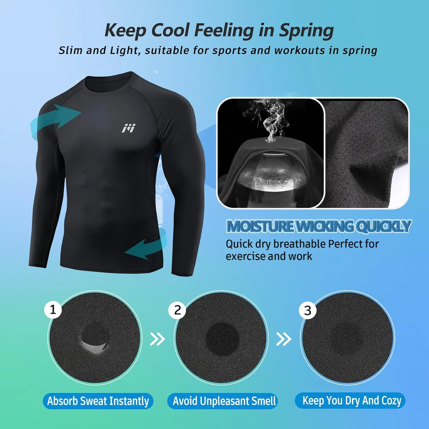 MEETWEE Compression Shirt Men, Long Short Sleeve Athletic Workout Shirt Base Layer Undershirt for Sport Running Fitness