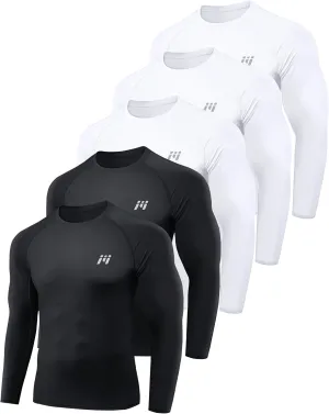 MEETWEE Compression Shirt Men, Long Short Sleeve Athletic Workout Shirt Base Layer Undershirt for Sport Running Fitness