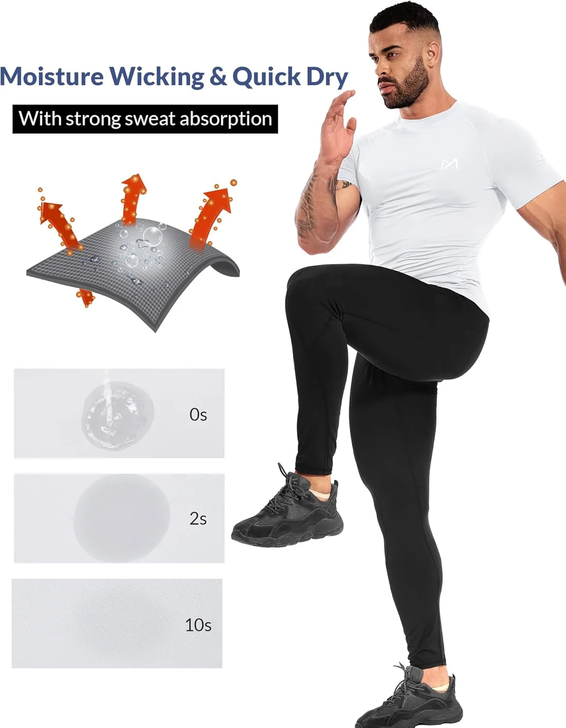 MEETWEE Compression Shirt Men, Long Short Sleeve Athletic Workout Shirt Base Layer Undershirt for Sport Running Fitness