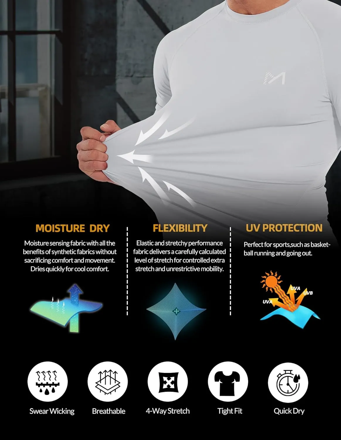 MEETWEE Compression Shirt Men, Long Short Sleeve Athletic Workout Shirt Base Layer Undershirt for Sport Running Fitness